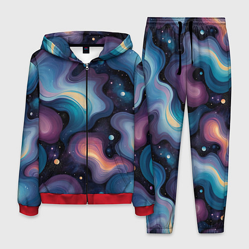 Мужской костюм Космические волны и звездная пыль / 3D-Красный – фото 1