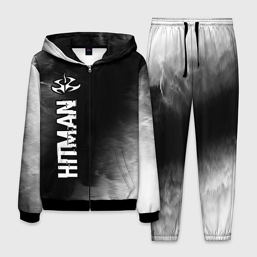 Мужской костюм Hitman glitch на темном фоне по-вертикали / 3D-Черный – фото 1