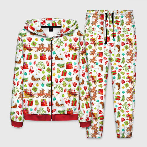 Мужской костюм Новогодний патерн / 3D-Красный – фото 1