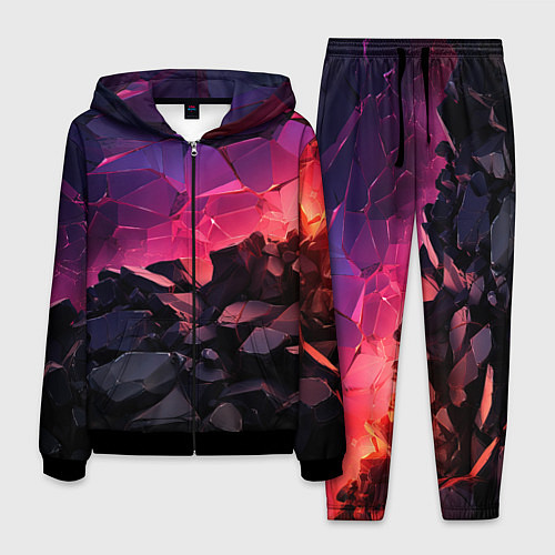 Мужской костюм Темные фиолетовые камни текстура / 3D-Черный – фото 1