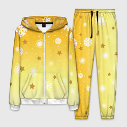 Костюм мужской Снежинки и звезды на желтом, цвет: 3D-белый