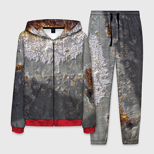 Мужской костюм Коррозия металла гранж текстура / 3D-Красный – фото 1