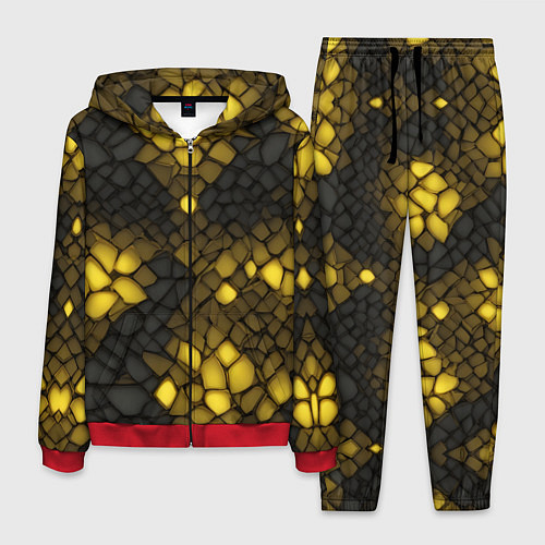 Мужской костюм Жёлтый трескающийся камень / 3D-Красный – фото 1