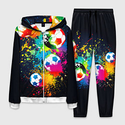 Костюм мужской Разноцветные футбольные мячи, цвет: 3D-белый