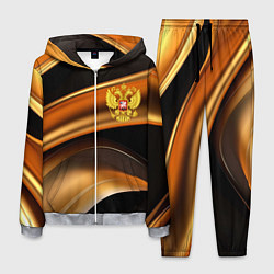 Костюм мужской Герб России на черном золотом фоне, цвет: 3D-меланж