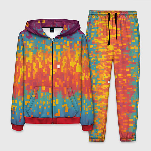 Мужской костюм Разноцветные пиксели / 3D-Красный – фото 1