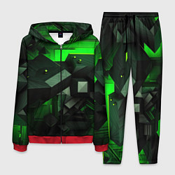 Костюм мужской Зеленая геометрическая абстракция, цвет: 3D-красный