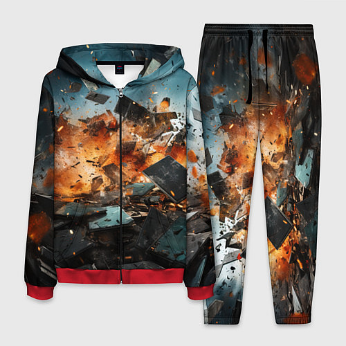 Мужской костюм Взрыв плит абстракция / 3D-Красный – фото 1