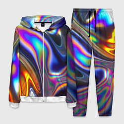 Костюм мужской Жидкая голографическая бензиновая абстракция, цвет: 3D-белый
