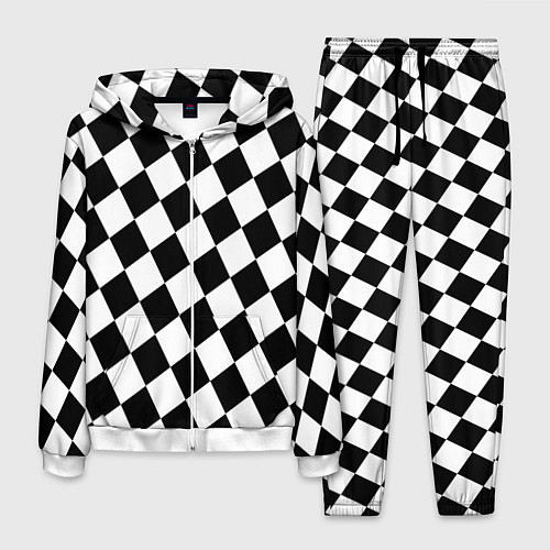 Мужской костюм Шахматные клетки абстракция / 3D-Белый – фото 1