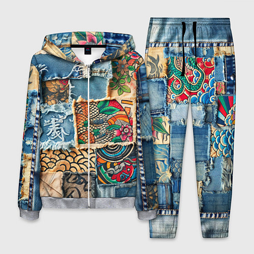 Мужской костюм Японские мотивы на дениме / 3D-Меланж – фото 1