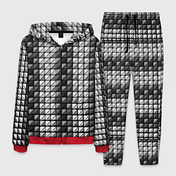 Костюм мужской Чёрно-белые квадраты, цвет: 3D-красный