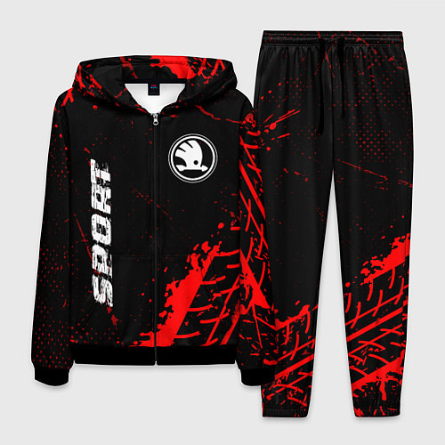 Мужской костюм Skoda red sport tires / 3D-Черный – фото 1