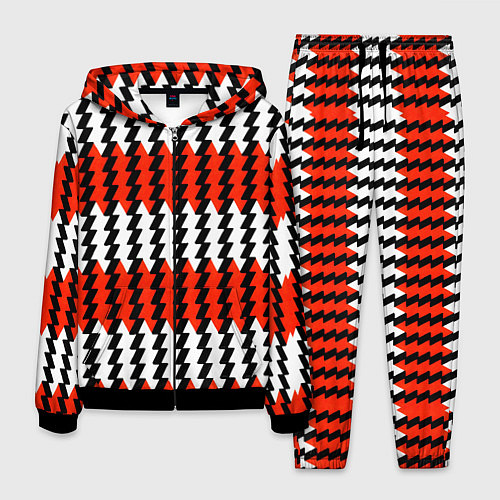 Мужской костюм Вертикальные красно-белые полосы / 3D-Черный – фото 1