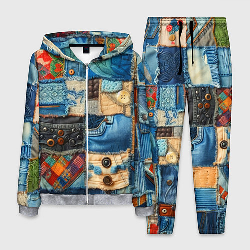 Мужской костюм Vanguard denim patchwork - ai art / 3D-Меланж – фото 1