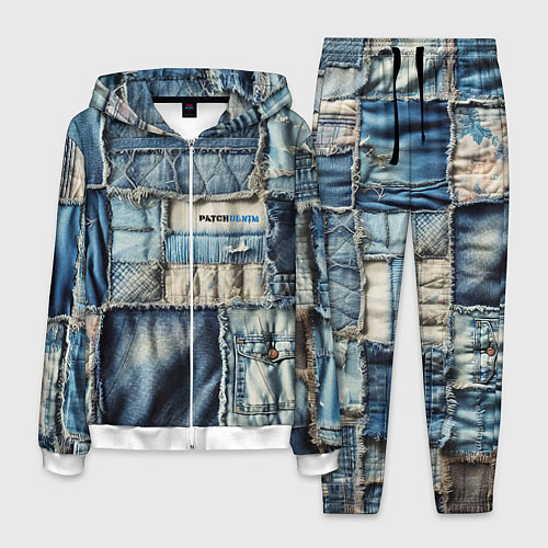 Мужской костюм Patchwork denim - vogue / 3D-Белый – фото 1