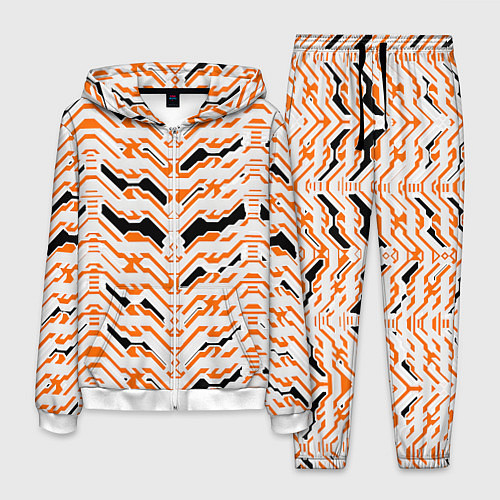 Мужской костюм Агрессивный бело-оранжевый паттерн / 3D-Белый – фото 1