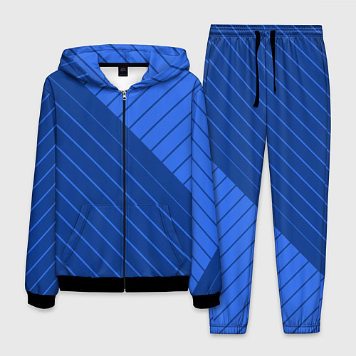 Мужской костюм Сине-голубой косые полосы / 3D-Черный – фото 1