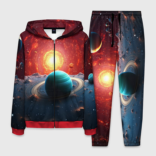 Мужской костюм Космос и разные планеты / 3D-Красный – фото 1