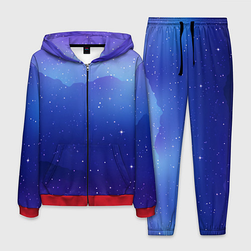 Мужской костюм Синий космос и звезды / 3D-Красный – фото 1