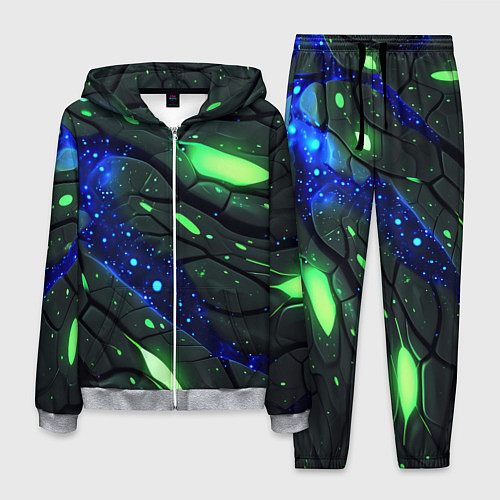 Мужской костюм Разлом плит с зеленым свечением / 3D-Меланж – фото 1