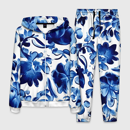 Мужской костюм Гжель акварель / 3D-Белый – фото 1