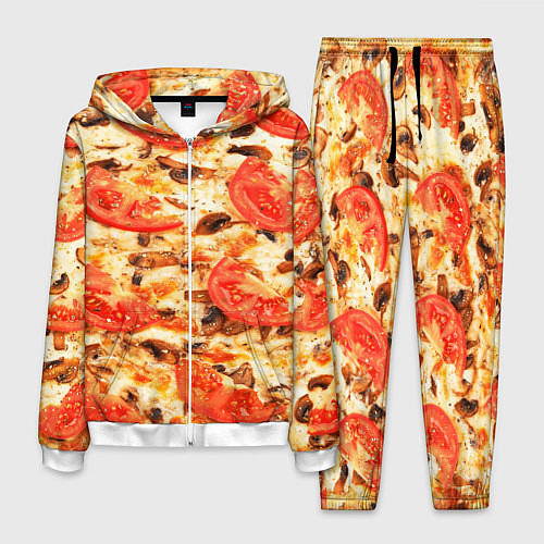 Мужской костюм Пицца с грибами и томатом - текстура / 3D-Белый – фото 1