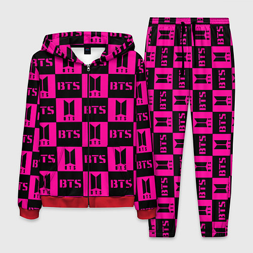 Мужской костюм BTS pattern pink logo / 3D-Красный – фото 1