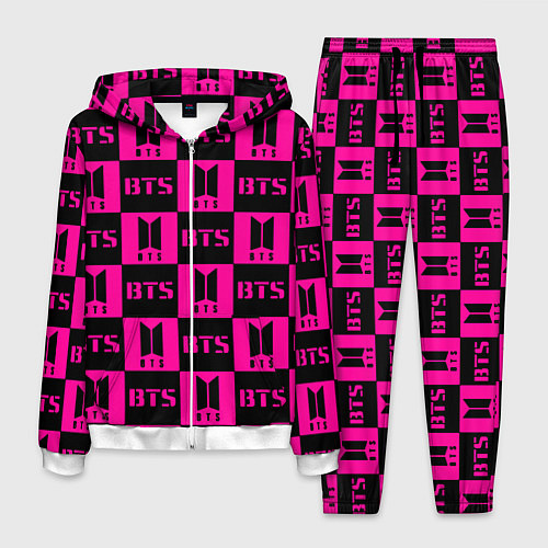 Мужской костюм BTS pattern pink logo / 3D-Белый – фото 1