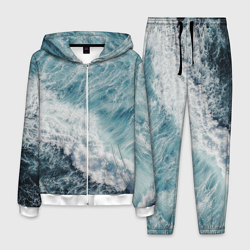 Мужской костюм Морская бирюзовая волна / 3D-Белый – фото 1