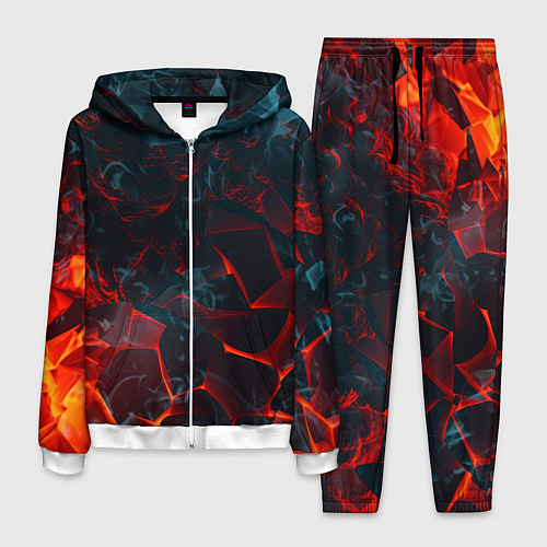 Мужской костюм Темная абстракция с разломом красных плит / 3D-Белый – фото 1