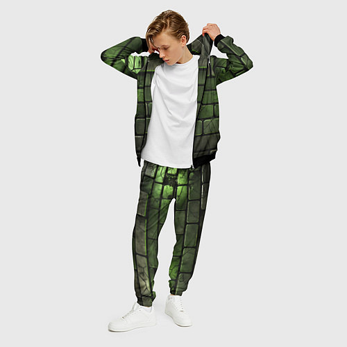 Мужской костюм Зеленые неоновые кирпичи / 3D-Черный – фото 3