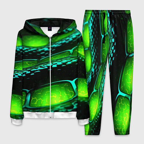 Мужской костюм Зеленая змеиная абстрактная текстура / 3D-Белый – фото 1