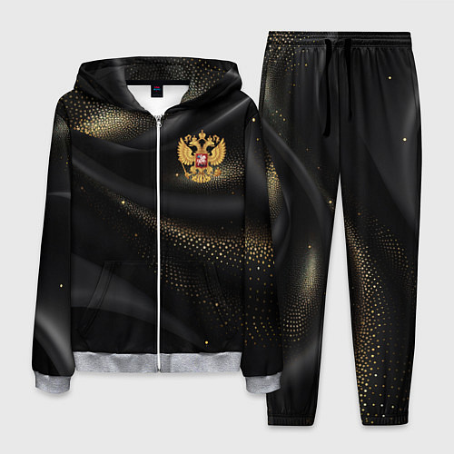 Мужской костюм Золотой герб России на черно-золотой текстуре / 3D-Меланж – фото 1