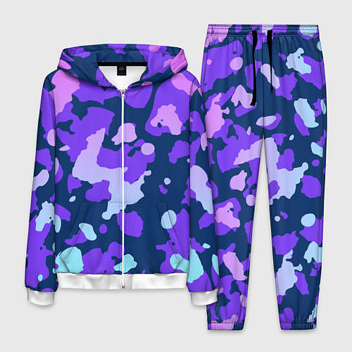 Мужской костюм Паттерн с розовыми фиолетовыми и голубыми пятнами / 3D-Белый – фото 1