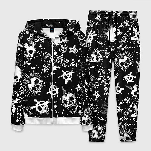 Мужской костюм Панк черепа - анархия / 3D-Белый – фото 1