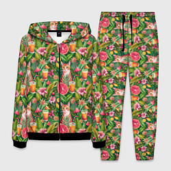 Мужской костюм Летний котик с коктейлем в тропических цветах