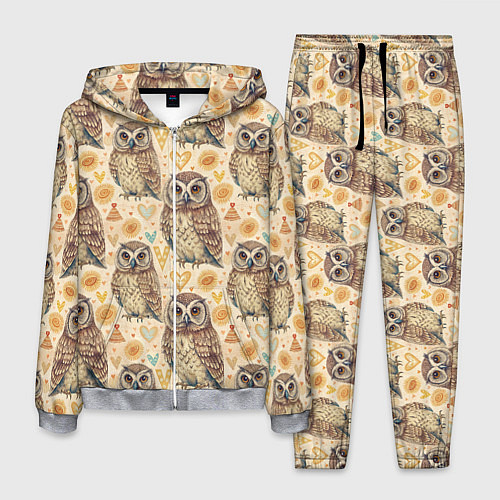 Мужской костюм Совы милые в паттерне / 3D-Меланж – фото 1
