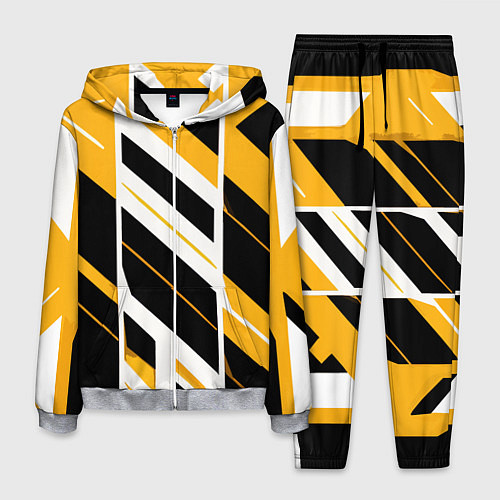 Мужской костюм Black and yellow stripes on a white background / 3D-Меланж – фото 1