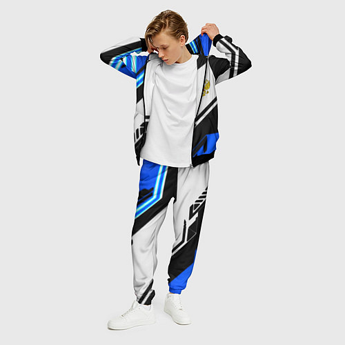 Мужской костюм Россия геометрия текстура / 3D-Черный – фото 3