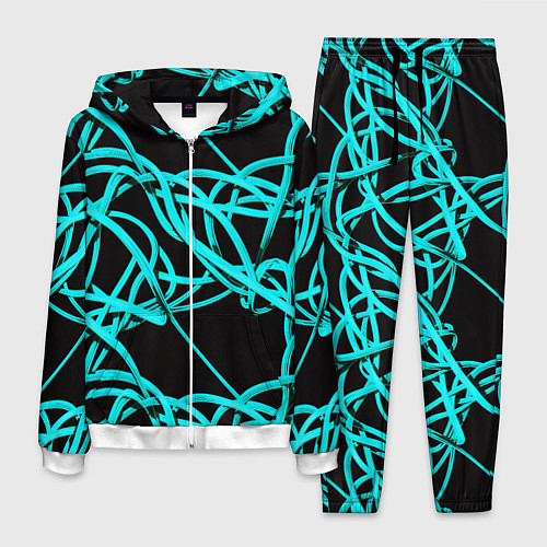 Мужской костюм Ярко голубые линии / 3D-Белый – фото 1