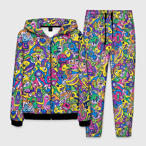 Мужской костюм Рожицы разноцветные / 3D-Черный – фото 1