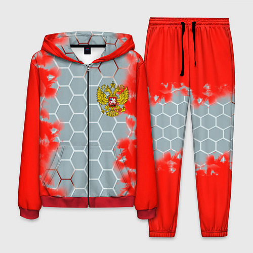 Мужской костюм Россия абстрактные соты / 3D-Красный – фото 1