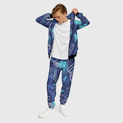 Мужской костюм Яркий абстрактный узор для спорта / 3D-Черный – фото 3