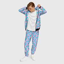 Костюм мужской Голубые цветочки на розовом орнаменте, цвет: 3D-черный — фото 2