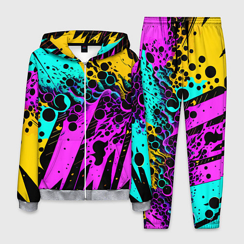 Мужской костюм Разноцветная неоновая абстракция - нейроарт / 3D-Меланж – фото 1