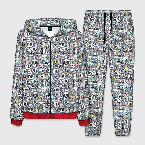 Мужской костюм Черепа разной формы паттерны / 3D-Красный – фото 1