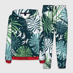 Костюм мужской Листья тропических джунглей абстракция, цвет: 3D-красный