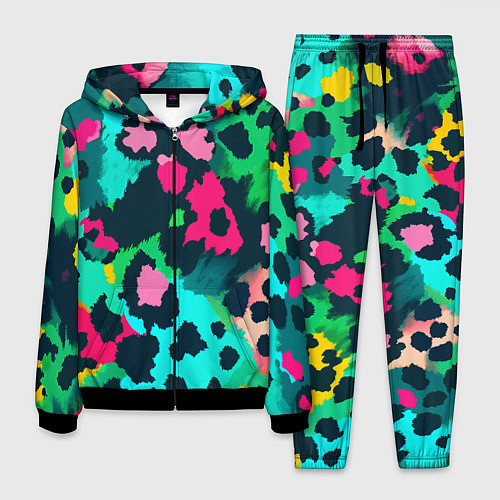 Мужской костюм Кислотный зеленый леопардовый камуфляж / 3D-Черный – фото 1