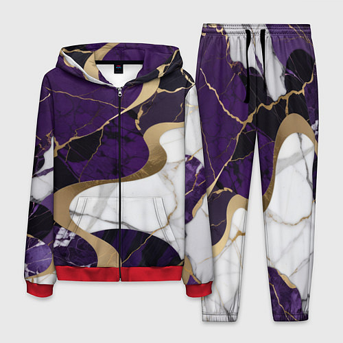 Мужской костюм Фиолетовый с белым и золотым / 3D-Красный – фото 1